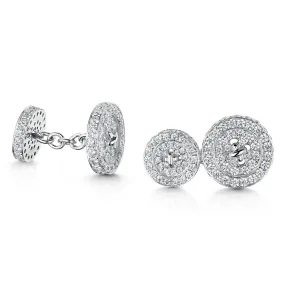 18ct White Gold Pavé Set Diamond Cufflinks 4.94ct