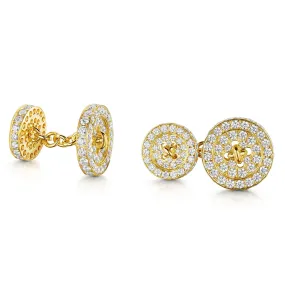 18ct Yellow Gold Pavé Set Brilliant-Cut Diamond Cufflinks 4.62ct