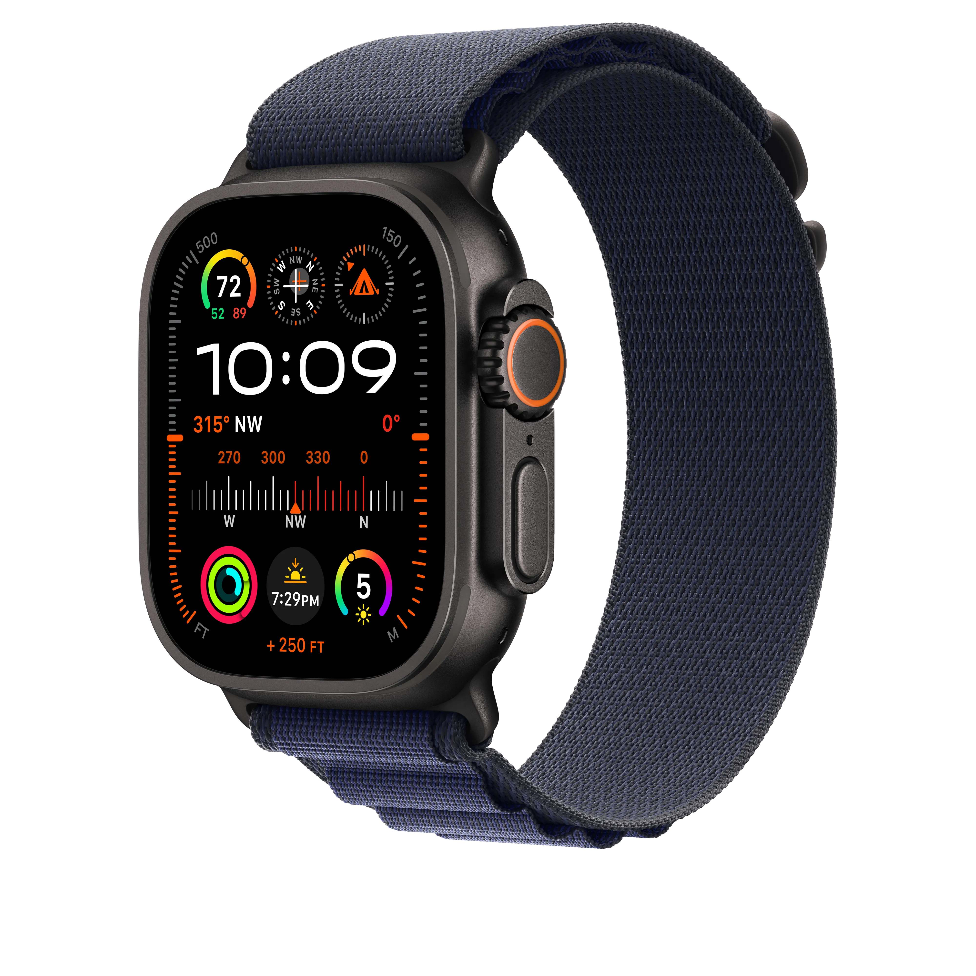 49mm Navy Alpine Loop - Large - Black Titanium Finish