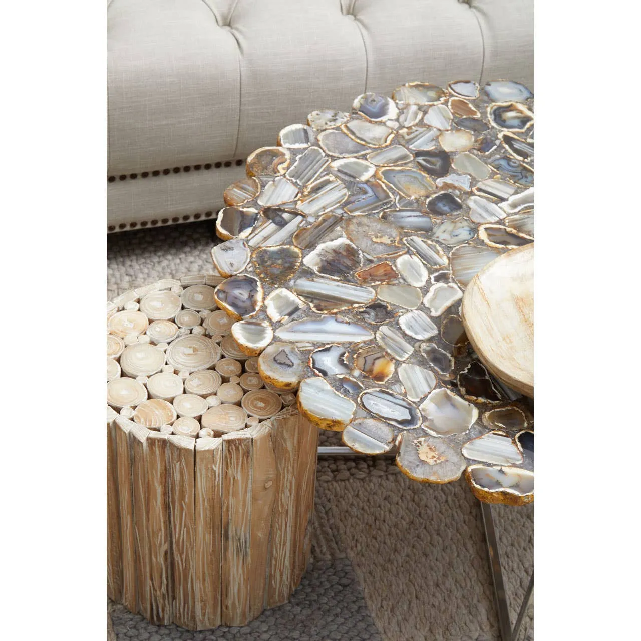 Agate Coffee Table With Cross Base