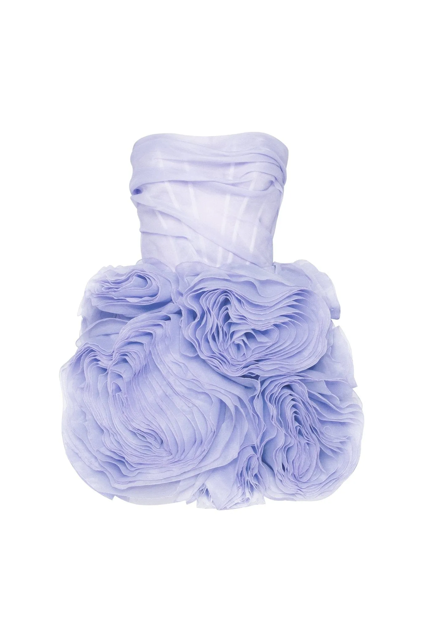 Appliquéd organza lavender mini dress