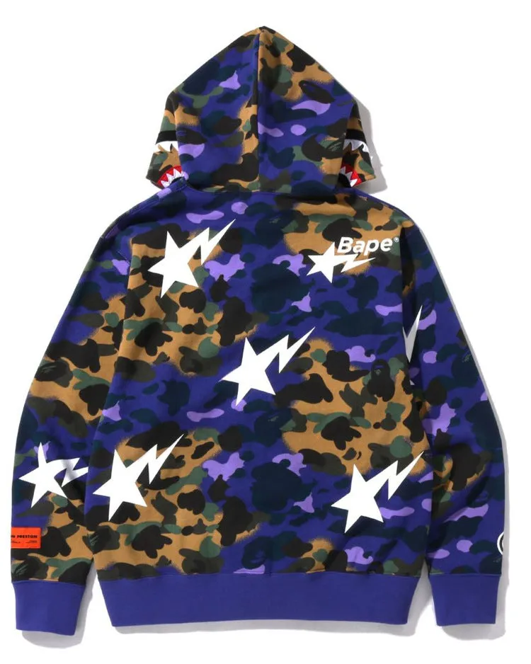 Bape Ape Camo Shark Hoodie Streetwear Outfit Hip Hop Sweatshirt Unisex Bape Full Zipper Jacket