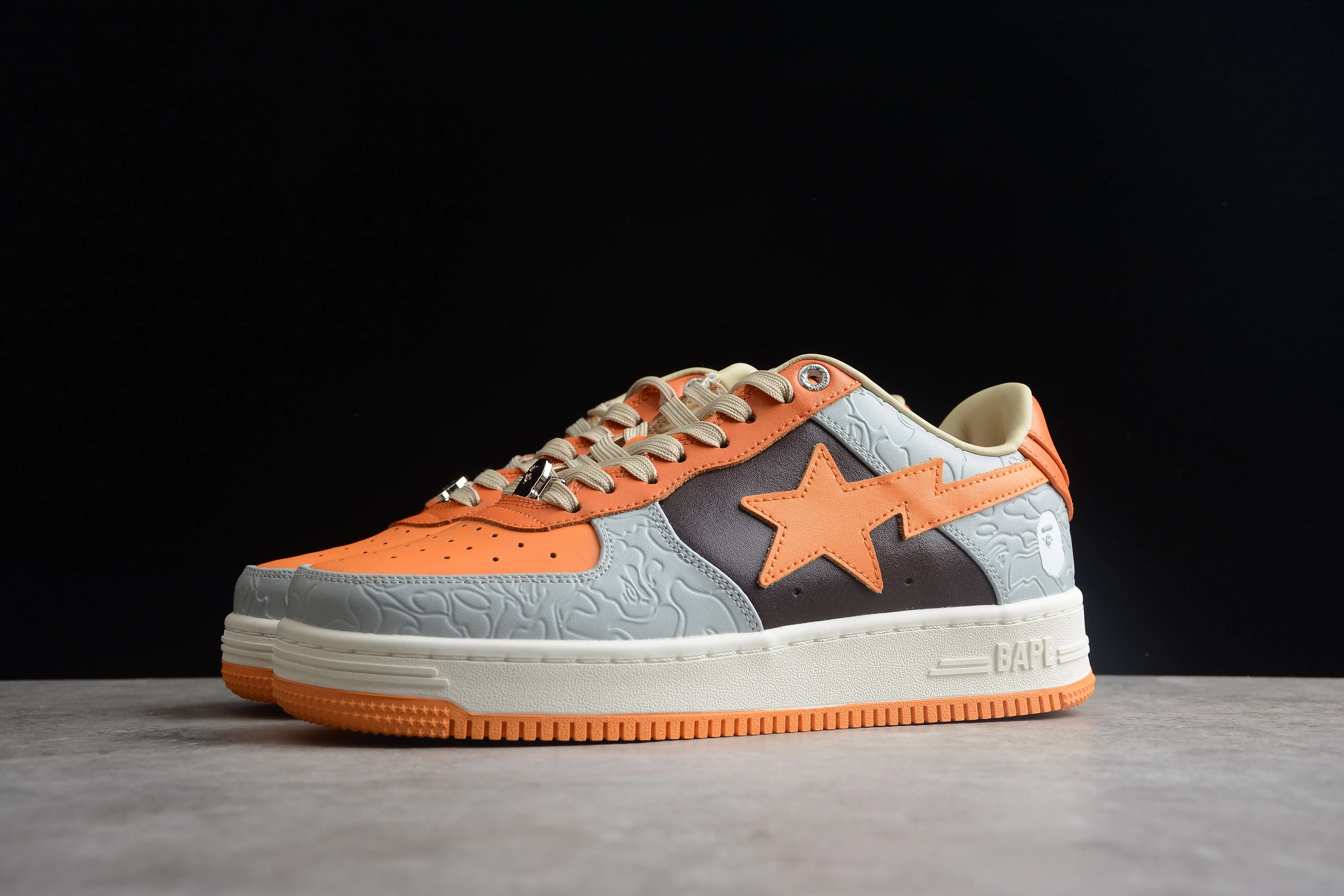 BAPE STA Low-Top Orange and Grey Sneakers