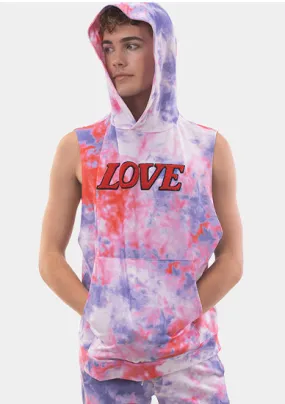 Barcode Berlin Sleeveless Hoody Jax Tiedye Blue Red