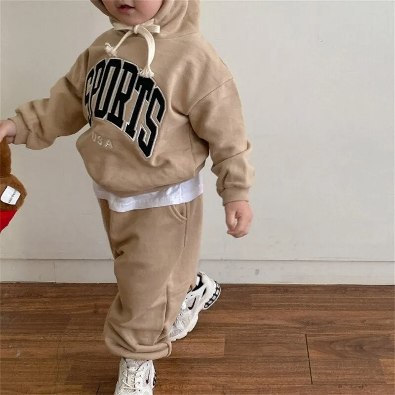 Beige Sports Hoodie & Joggers Set