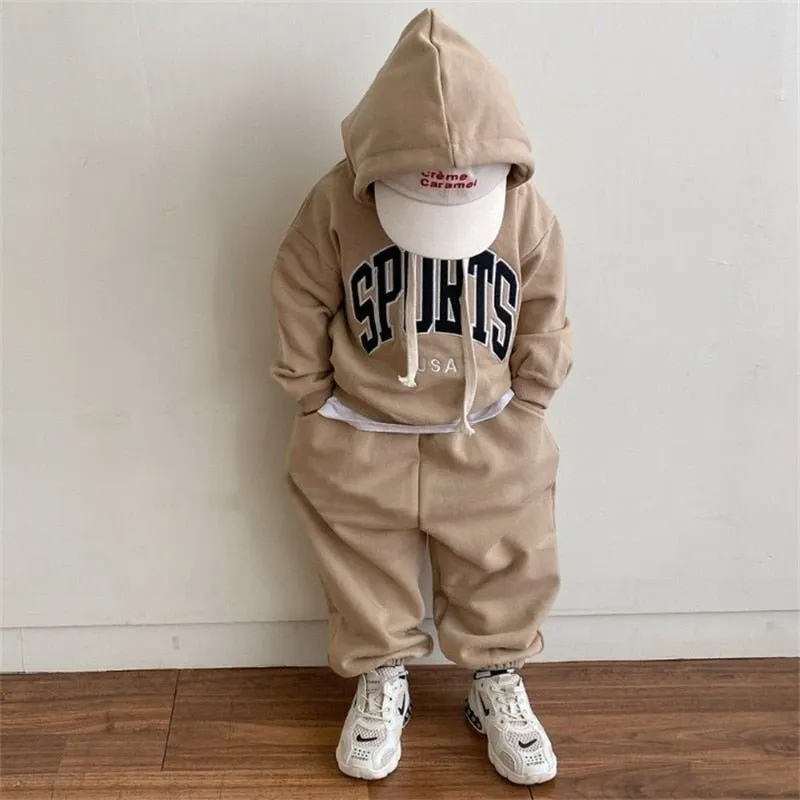 Beige Sports Hoodie & Joggers Set