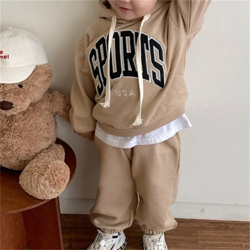 Beige Sports Hoodie & Joggers Set