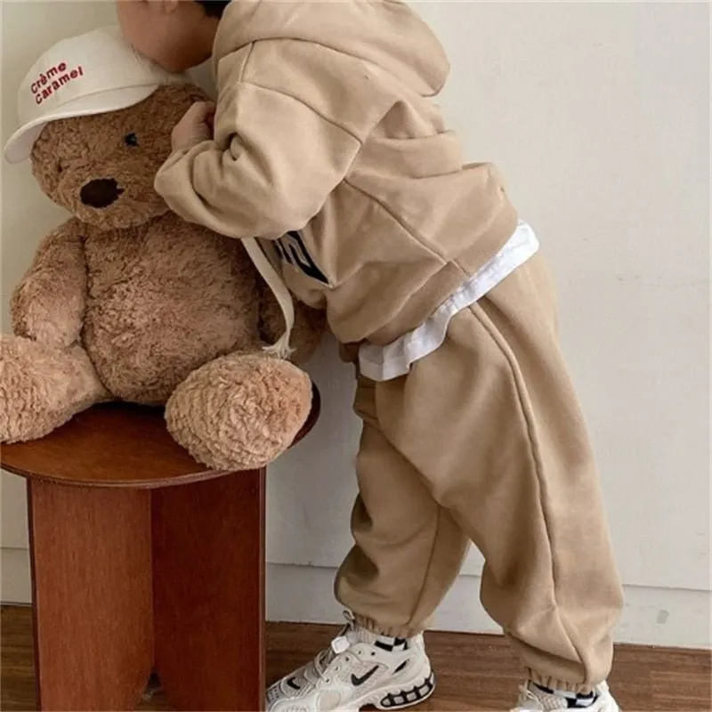 Beige Sports Hoodie & Joggers Set