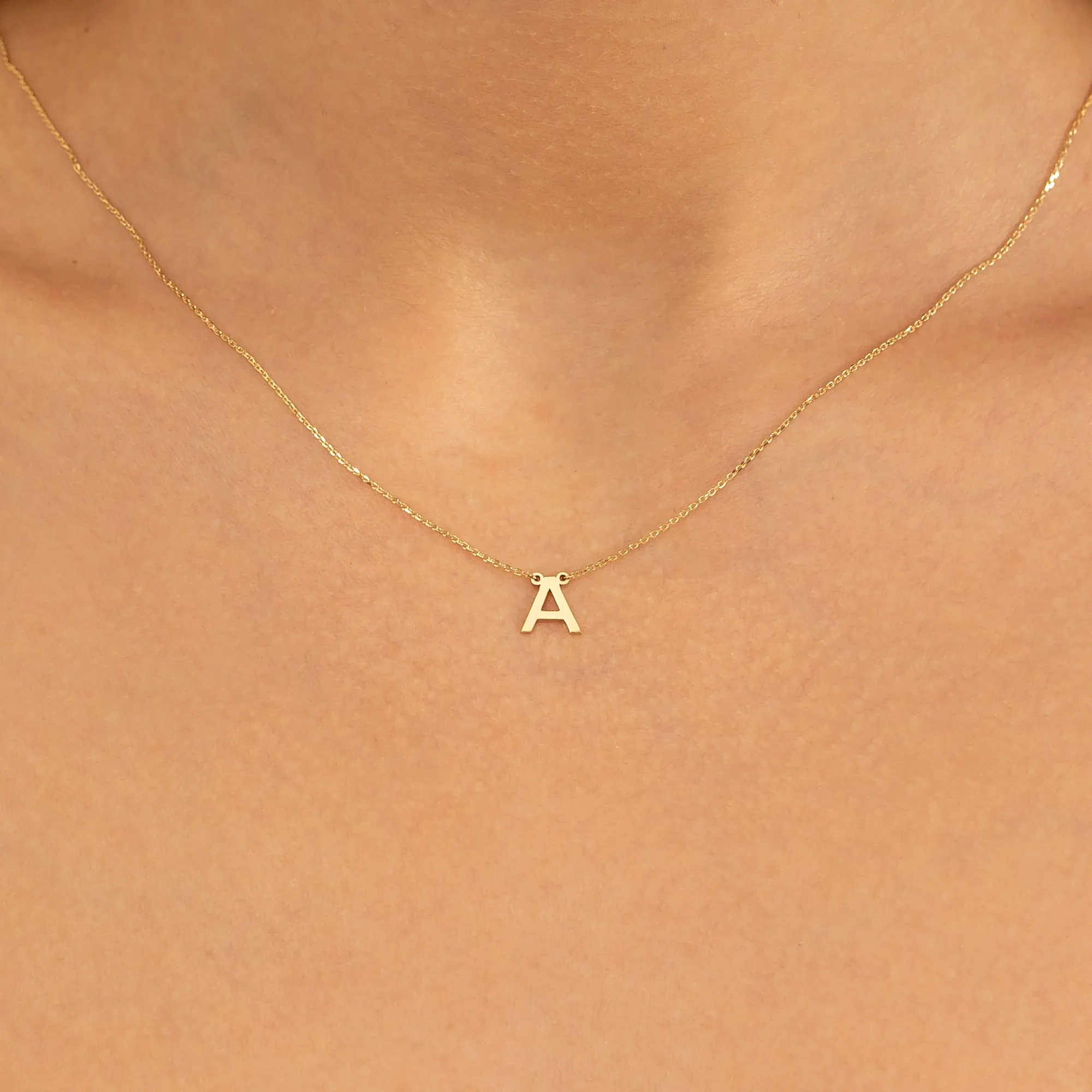 Block Letter Initial Necklace, Ivory