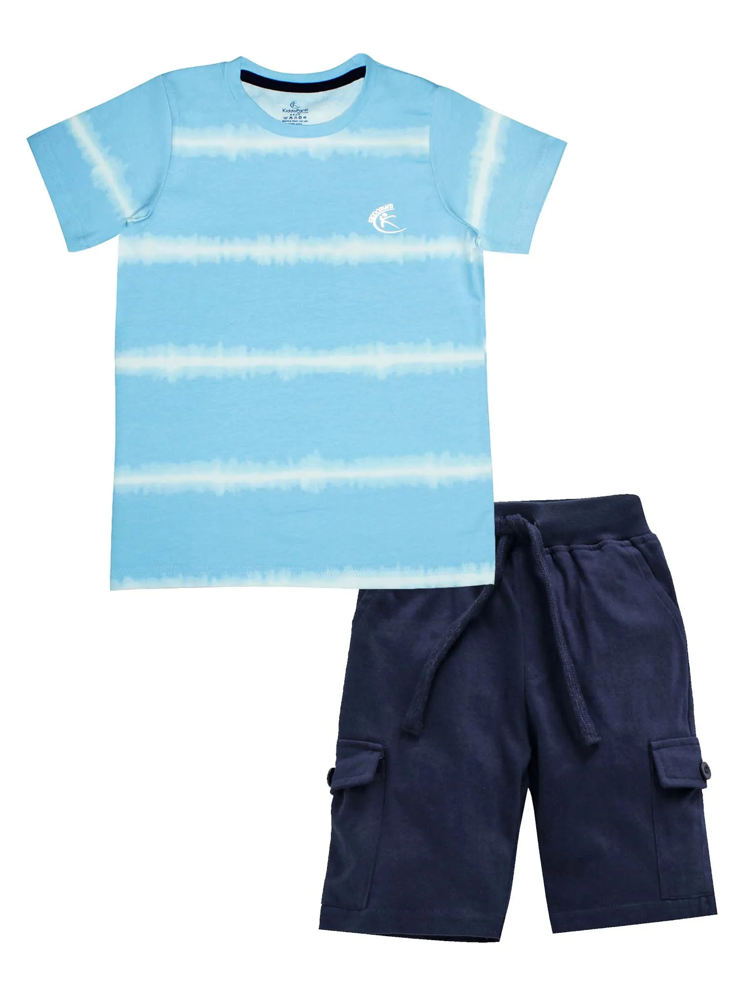 Boys Round Neck Half Sleeve Tee & Knit Cargo Short Set