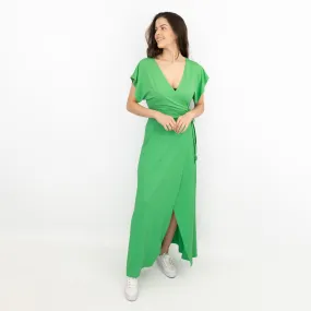 Coast Green Short Sleeve Cross Wrap Long Maxi Dresses