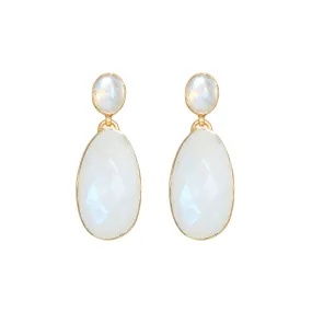 Earrings - Moonstone Double Drops