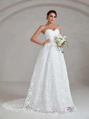 Elegant Lace Overlay Tube Wedding Dress