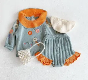 Embroidered Knit Sweater and Bloomers Ensemble