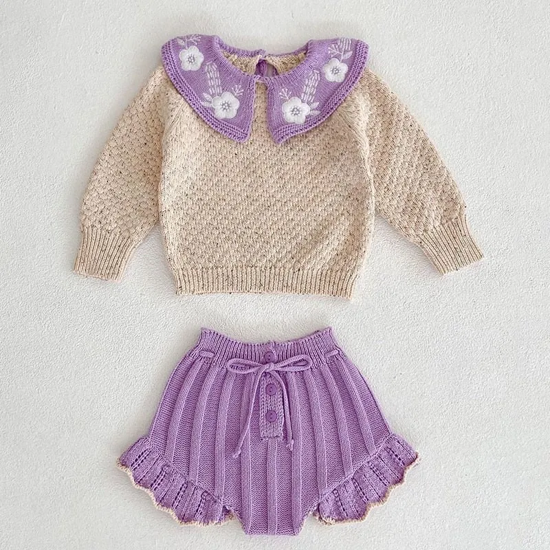 Embroidered Knit Sweater and Bloomers Ensemble