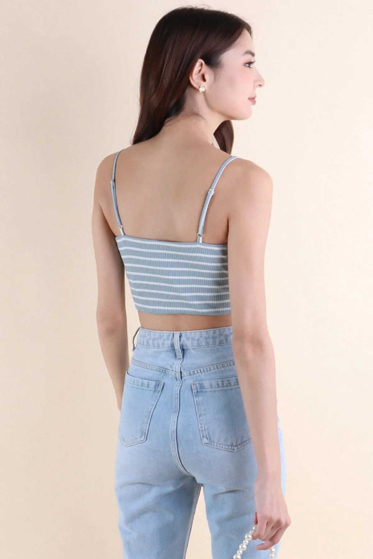 FELIZ STRIPES PADDED TOP IN BLUE