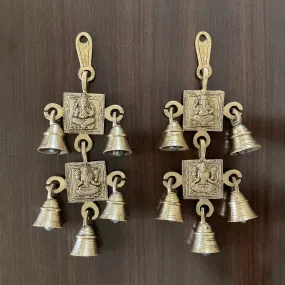 Laxmi Ganesh Brass Hanging Bells (Set of 2)