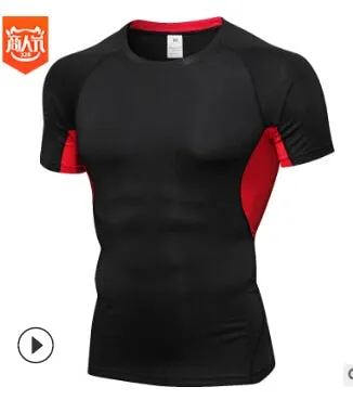 Men Short Sleeve Fitness Elastic Running Sport T-shirt Compression