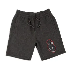 Money Bag - Charcoal Embroidered Fleece Shorts