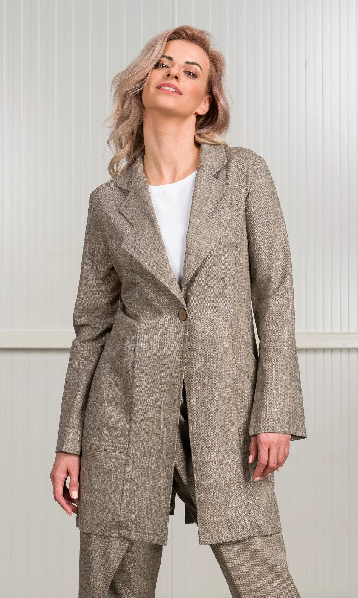 Open Back Plain Weave Blazer