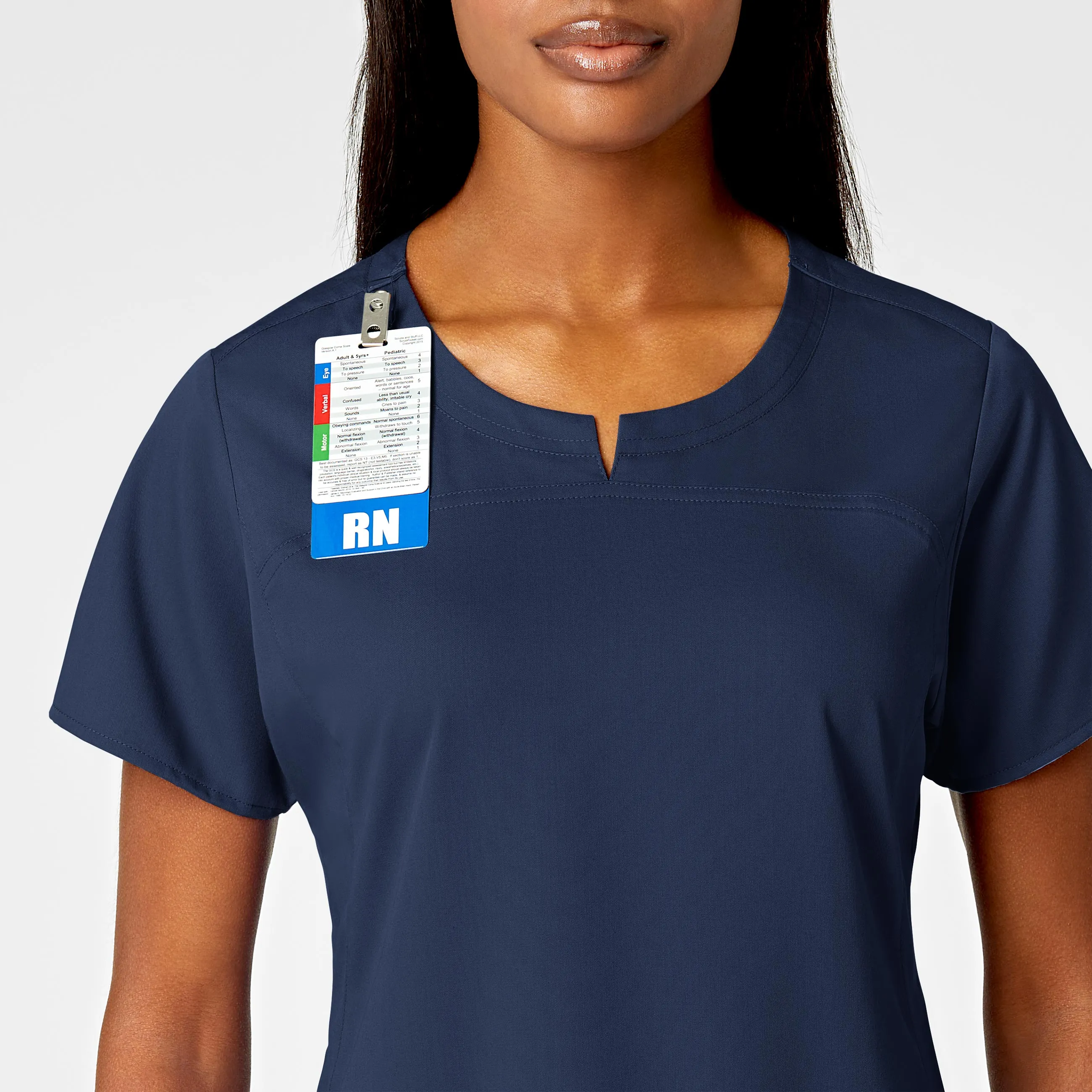 PRO Women's 4 Pocket Notch Neck Scrub Top - Navy