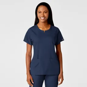 PRO Women's 4 Pocket Notch Neck Scrub Top - Navy