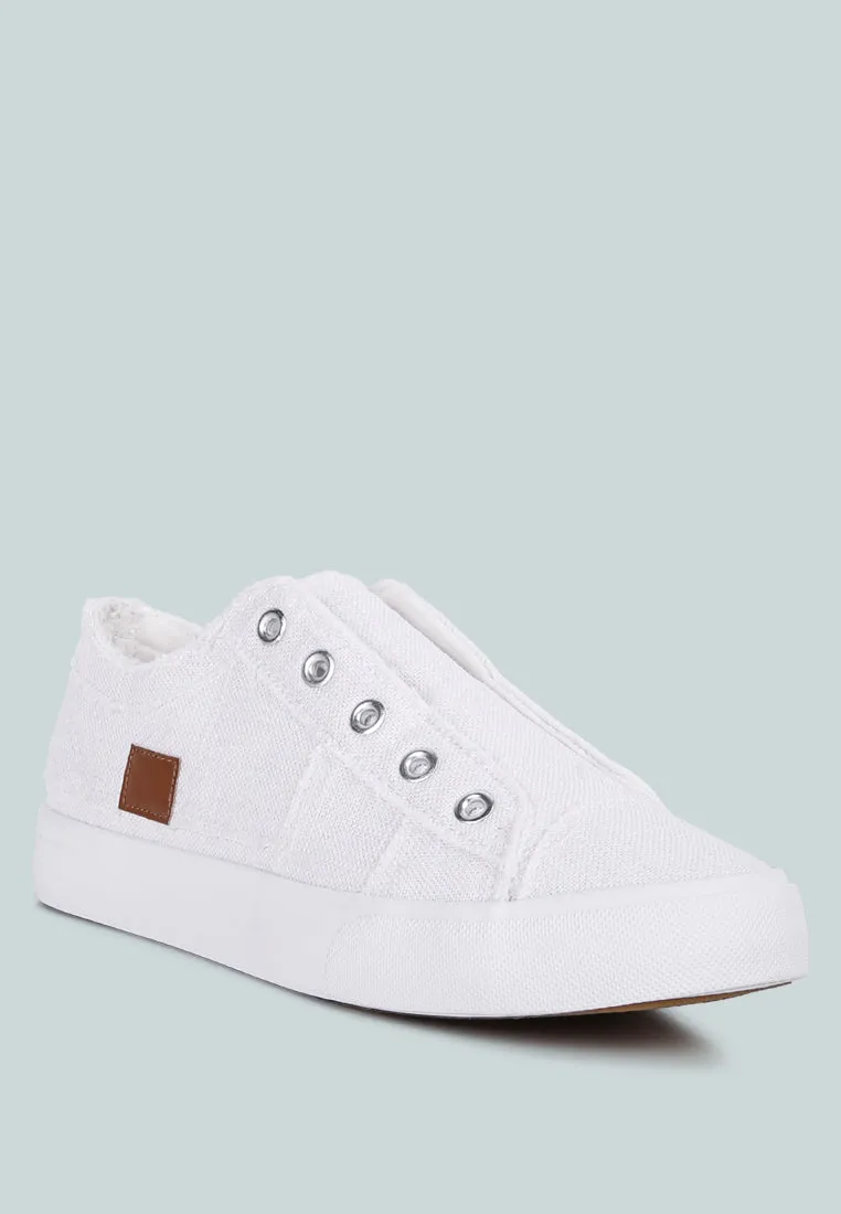 Raw Trim Solid Canvas Sneakers