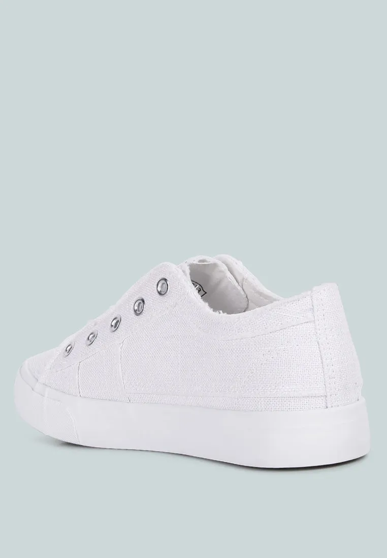 Raw Trim Solid Canvas Sneakers