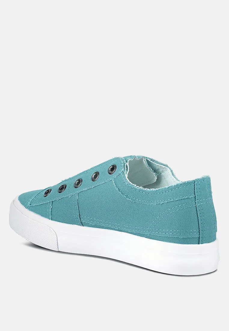 Raw Trim Solid Canvas Sneakers