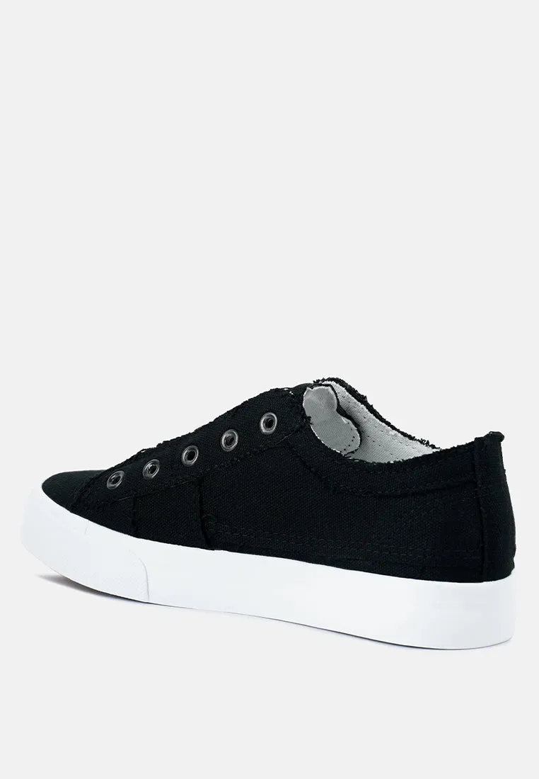 Raw Trim Solid Canvas Sneakers